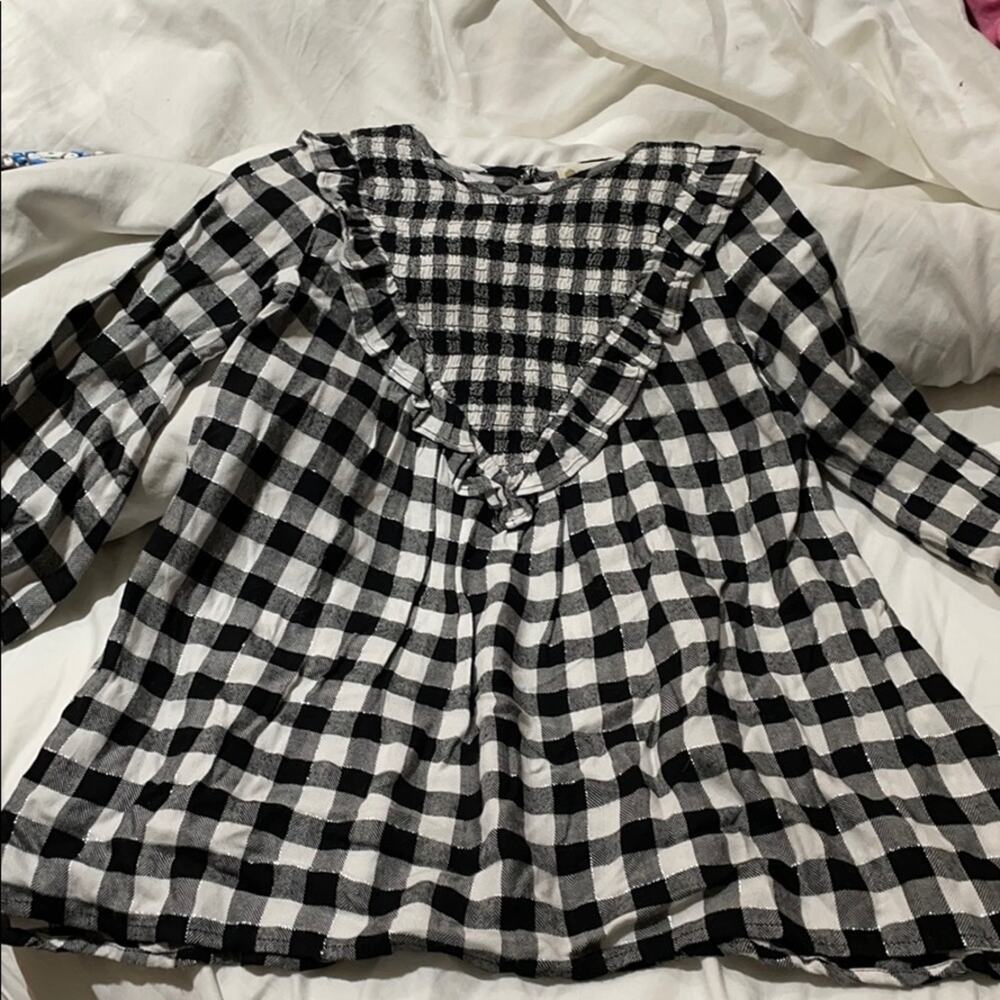 Tucker & Tate 4 black white check dress w/ silver